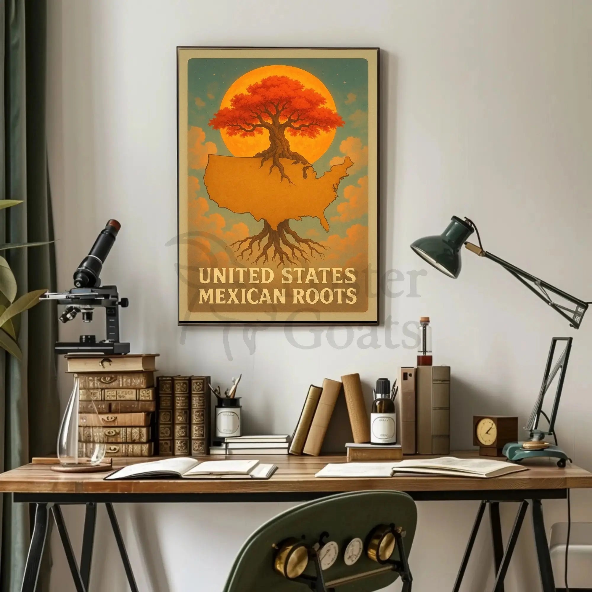 United States Mexican Roots Cultural Heritage Poster PosterGoat