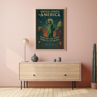 United States Of America Land Of The Poster PosterGoat