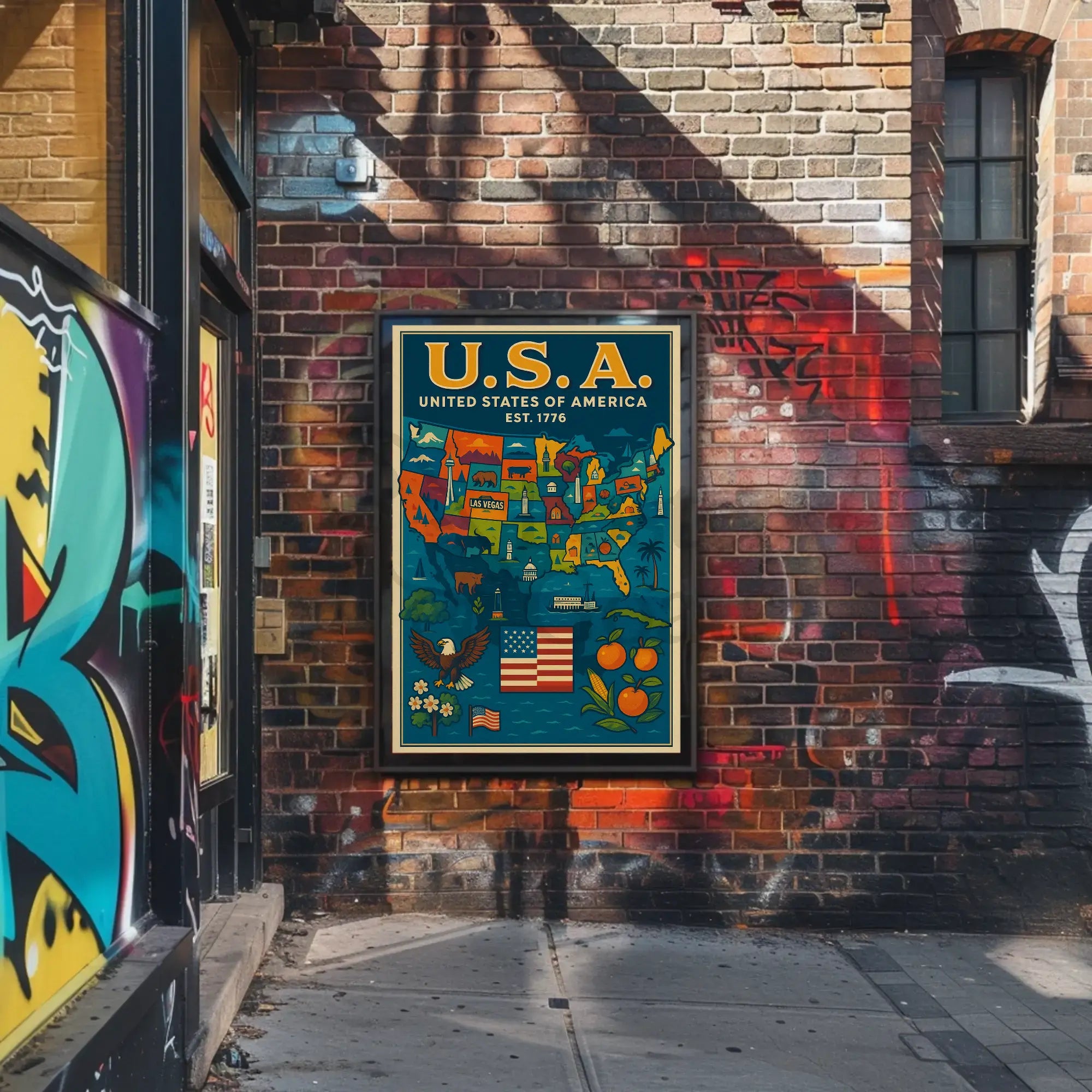 United States Patriotic Heritage Map Cultural Poster PosterGoat