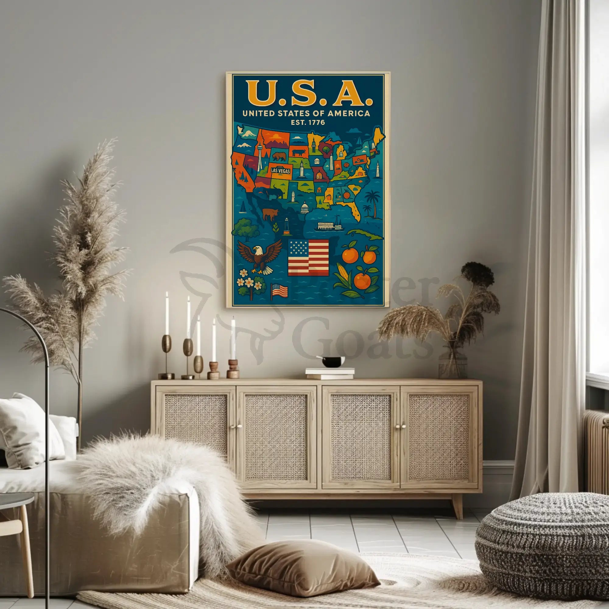 United States Patriotic Heritage Map Cultural Poster PosterGoat