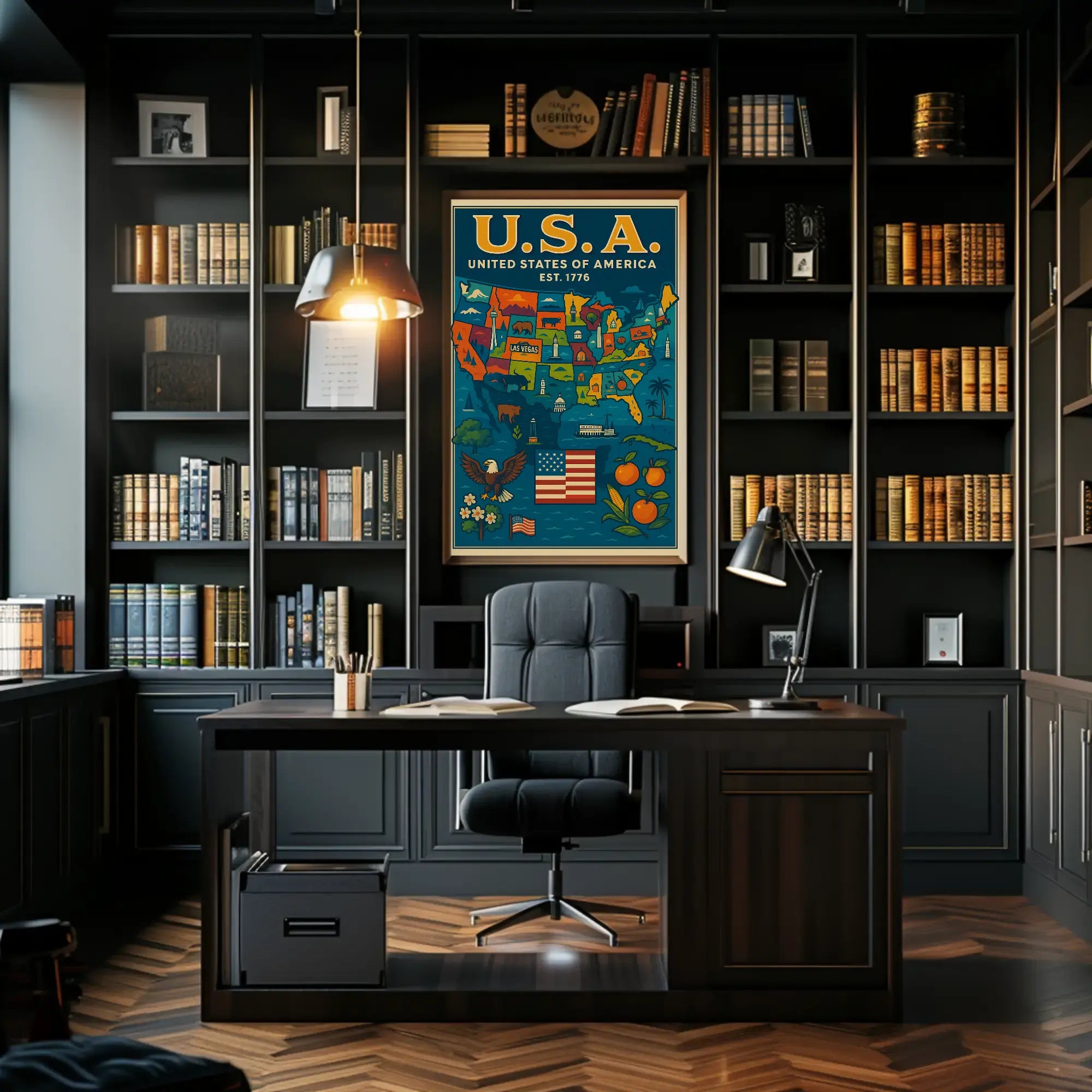 United States Patriotic Heritage Map Cultural Poster PosterGoat