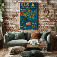 United States Patriotic Heritage Map Cultural Poster PosterGoat
