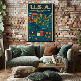 United States Patriotic Heritage Map Cultural Poster PosterGoat