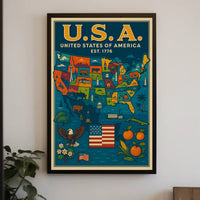 United States Patriotic Heritage Map Cultural Poster PosterGoat