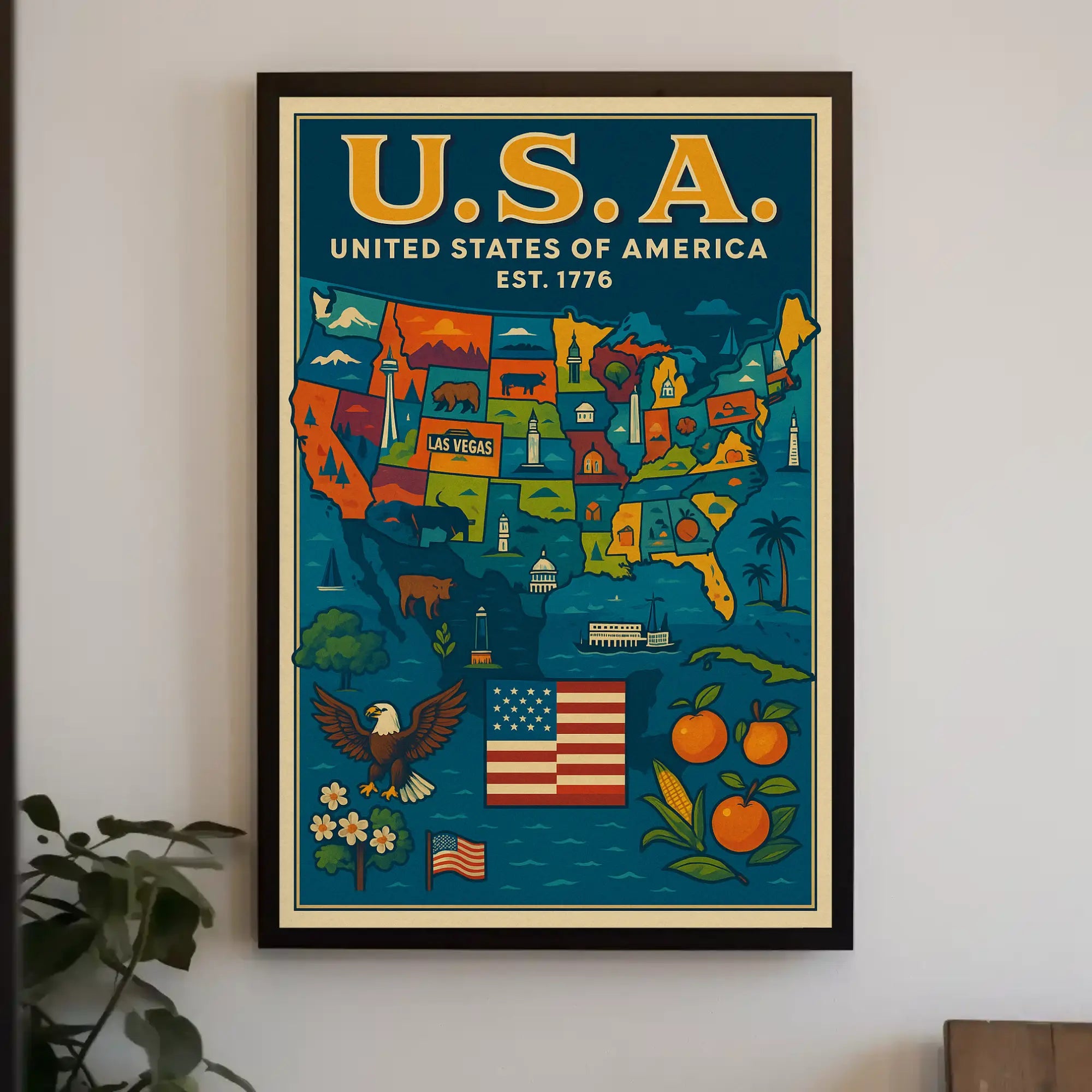 United States Patriotic Heritage Map Cultural Poster PosterGoat