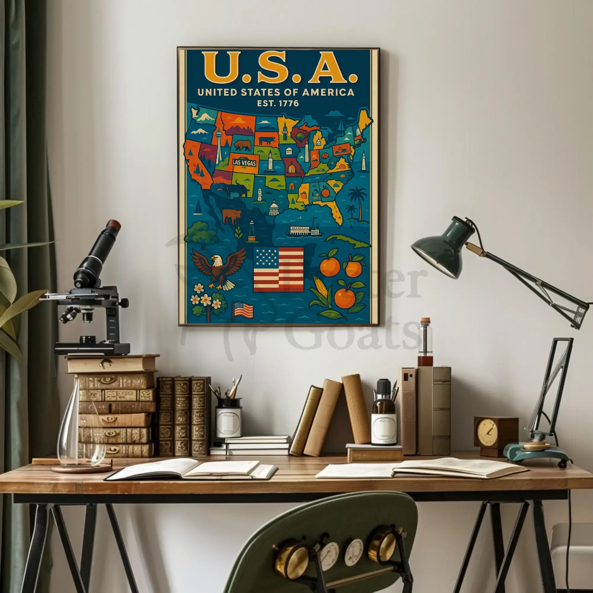 United States Patriotic Heritage Map Cultural Poster PosterGoat