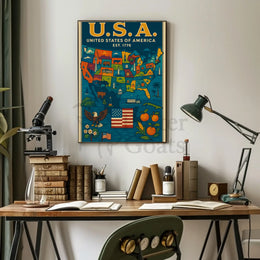 United States Patriotic Heritage Map Cultural Poster PosterGoat