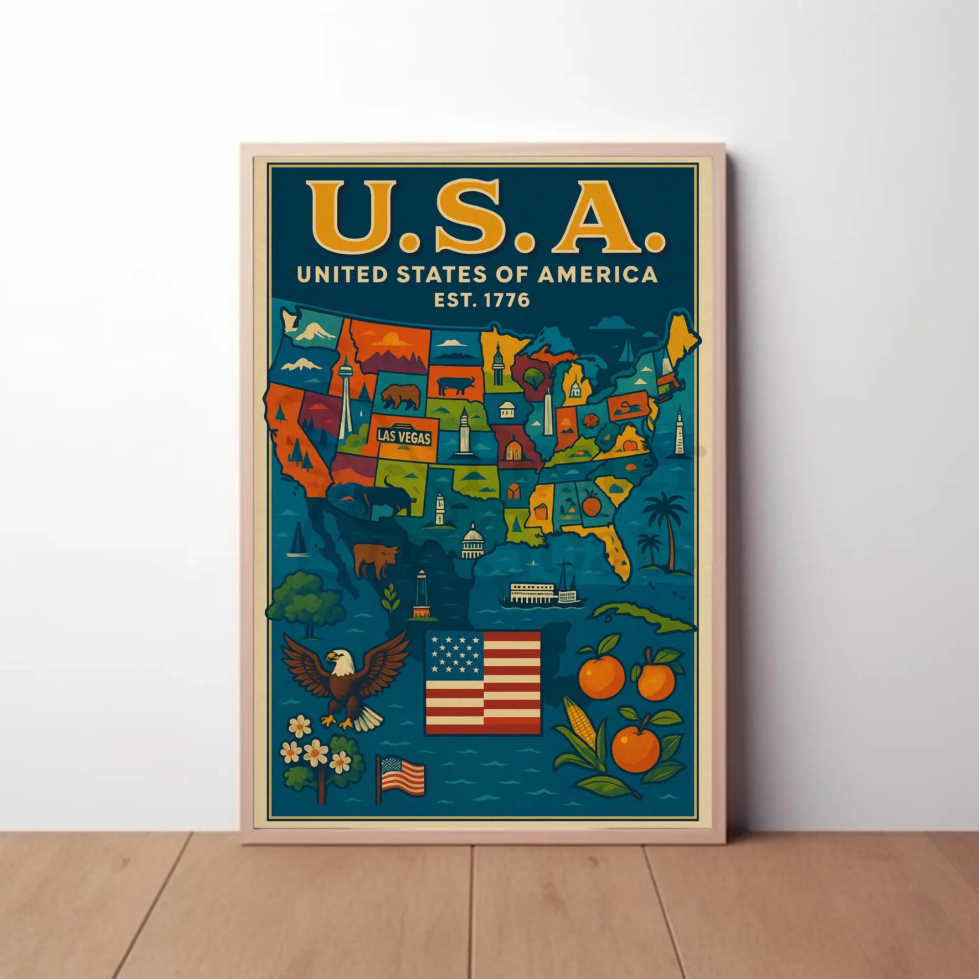 United States Patriotic Heritage Map Cultural Poster PosterGoat