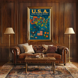 United States Patriotic Heritage Map Cultural Poster PosterGoat