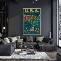United States Patriotic Heritage Map Cultural Poster PosterGoat