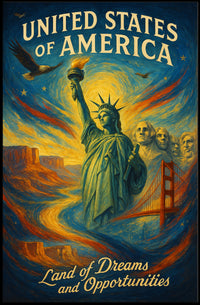 United States of America Land of Dreams and Opportunities Poster PosterGoat