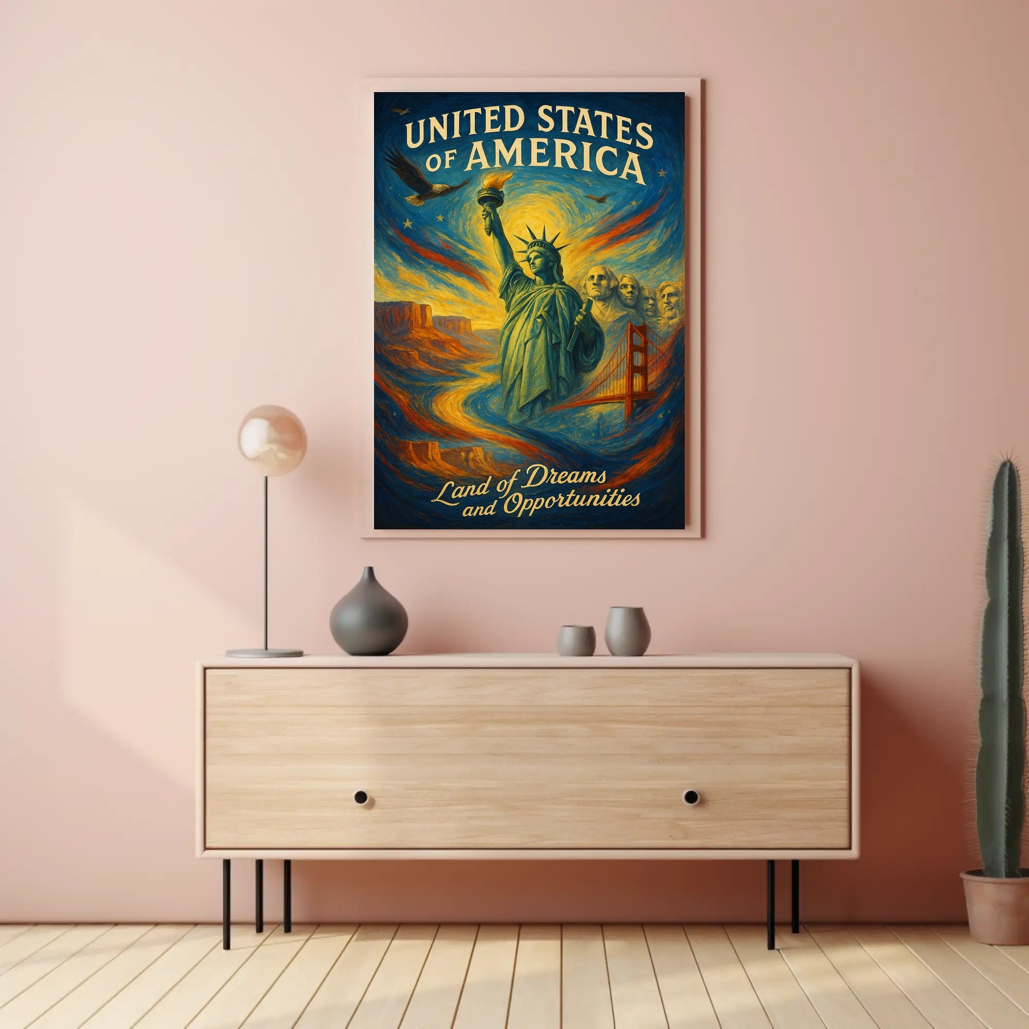 United States of America Land of Dreams and Opportunities Poster PosterGoat