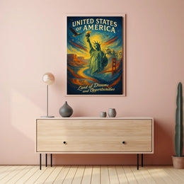 United States of America Land of Dreams and Opportunities Poster PosterGoat