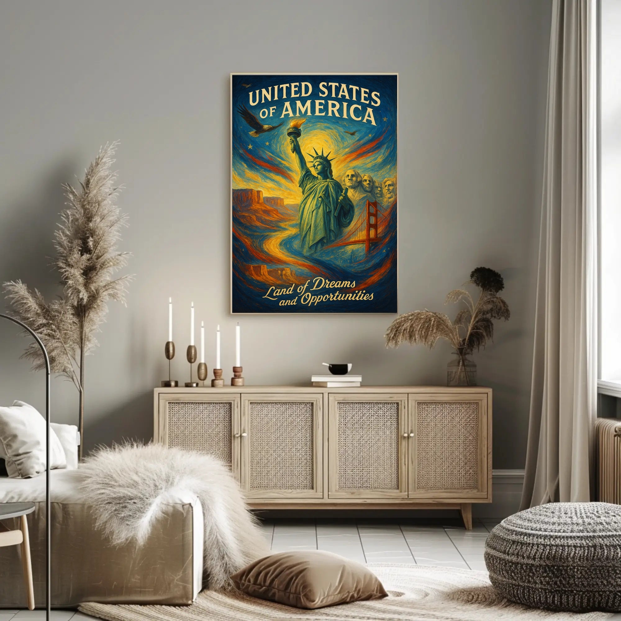 United States of America Land of Dreams and Opportunities Poster PosterGoat