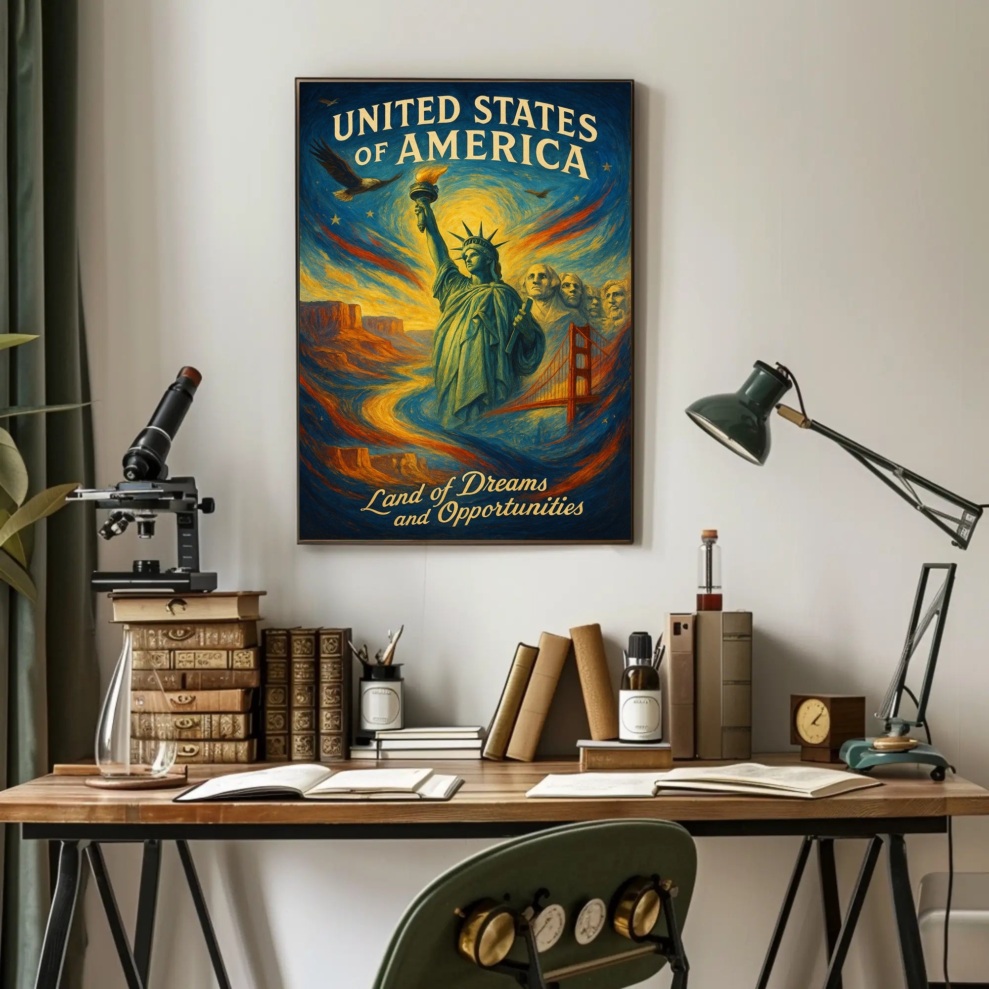 United States of America Land of Dreams and Opportunities Poster PosterGoat