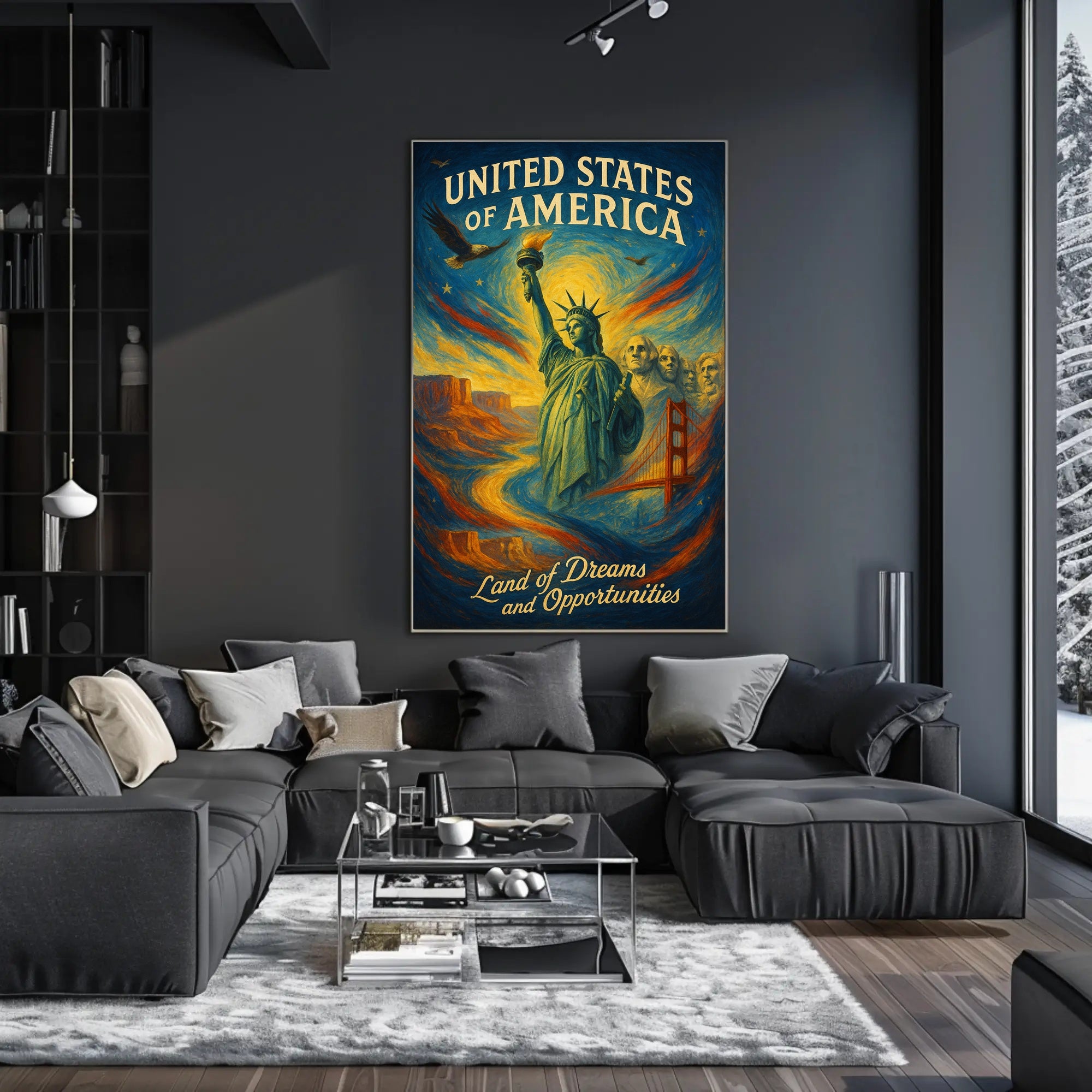 United States of America Land of Dreams and Opportunities Poster PosterGoat
