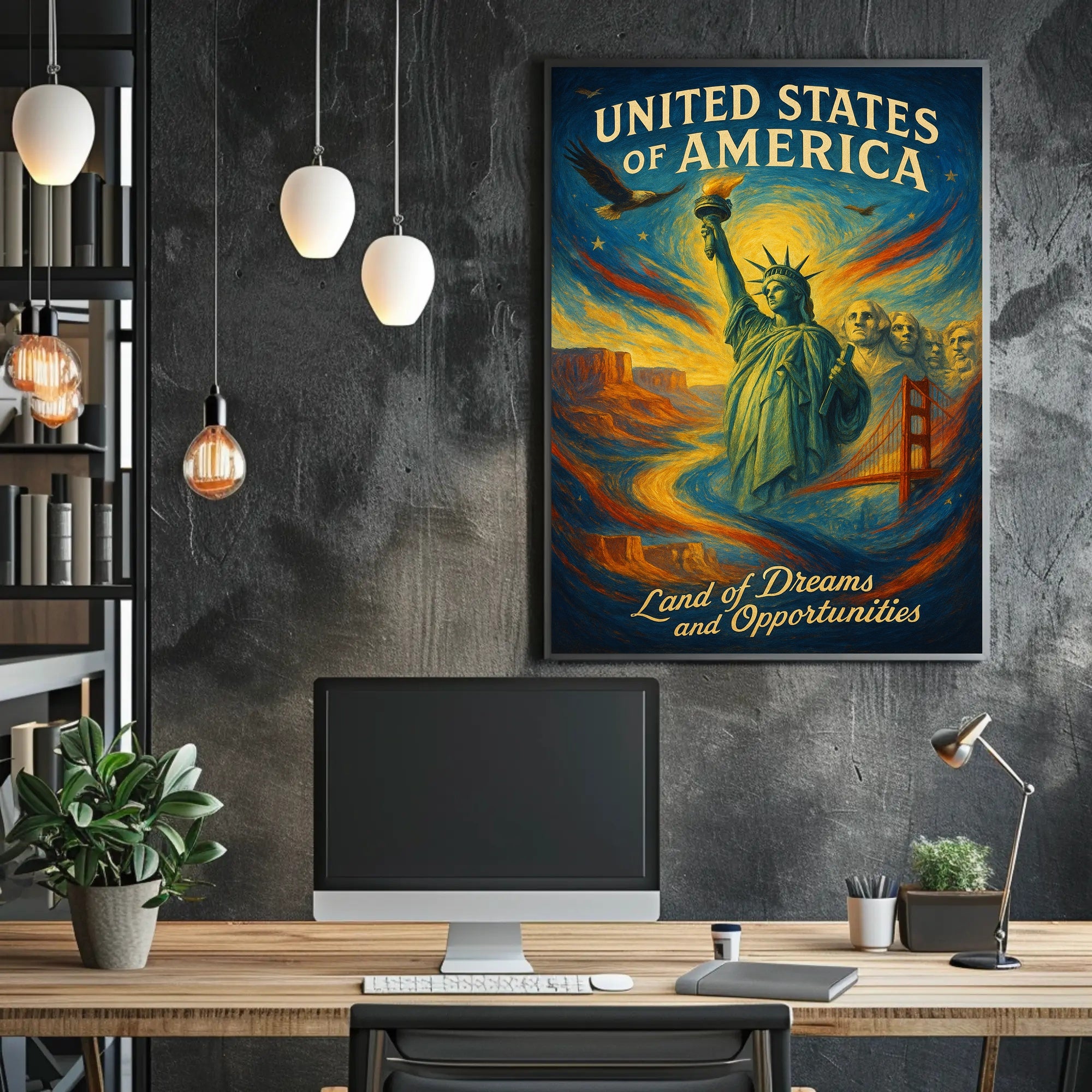 United States of America Land of Dreams and Opportunities Poster PosterGoat