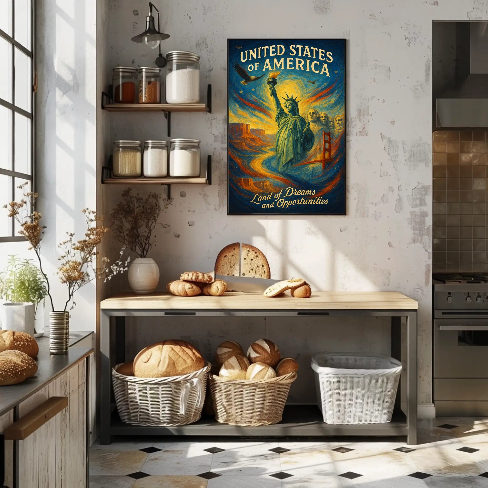 United States of America Land of Dreams and Opportunities Poster PosterGoat