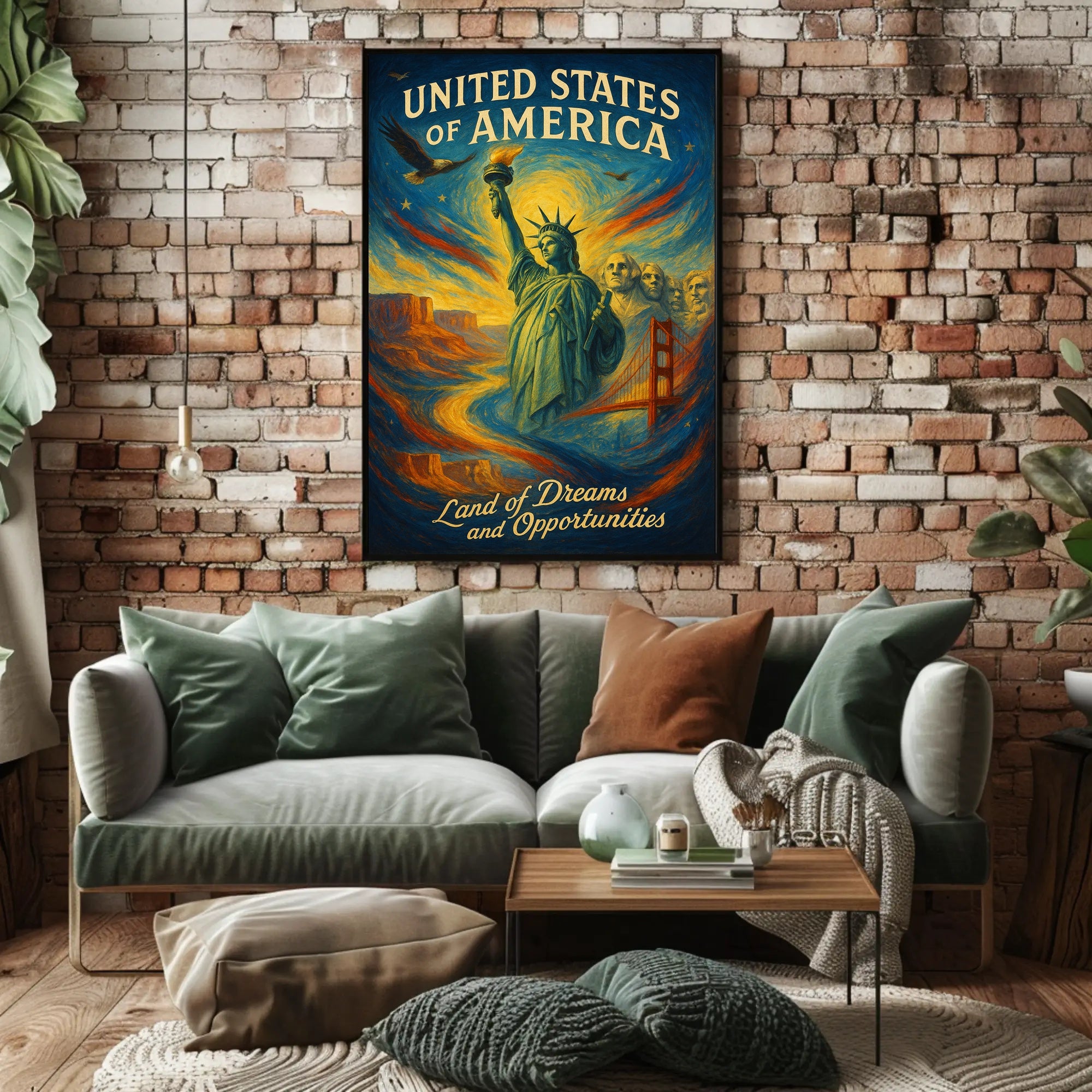 United States of America Land of Dreams and Opportunities Poster PosterGoat