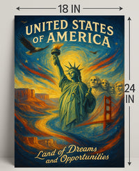 United States of America Land of Dreams and Opportunities Poster PosterGoat
