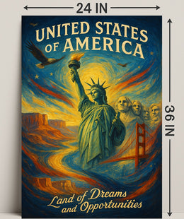 United States of America Land of Dreams and Opportunities Poster PosterGoat