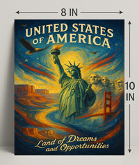 United States of America Land of Dreams and Opportunities Poster PosterGoat