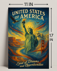 United States of America Land of Dreams and Opportunities Poster PosterGoat