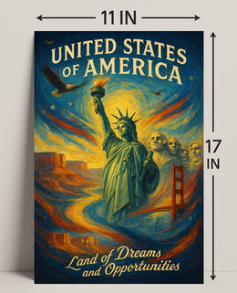 United States of America Land of Dreams and Opportunities Poster PosterGoat