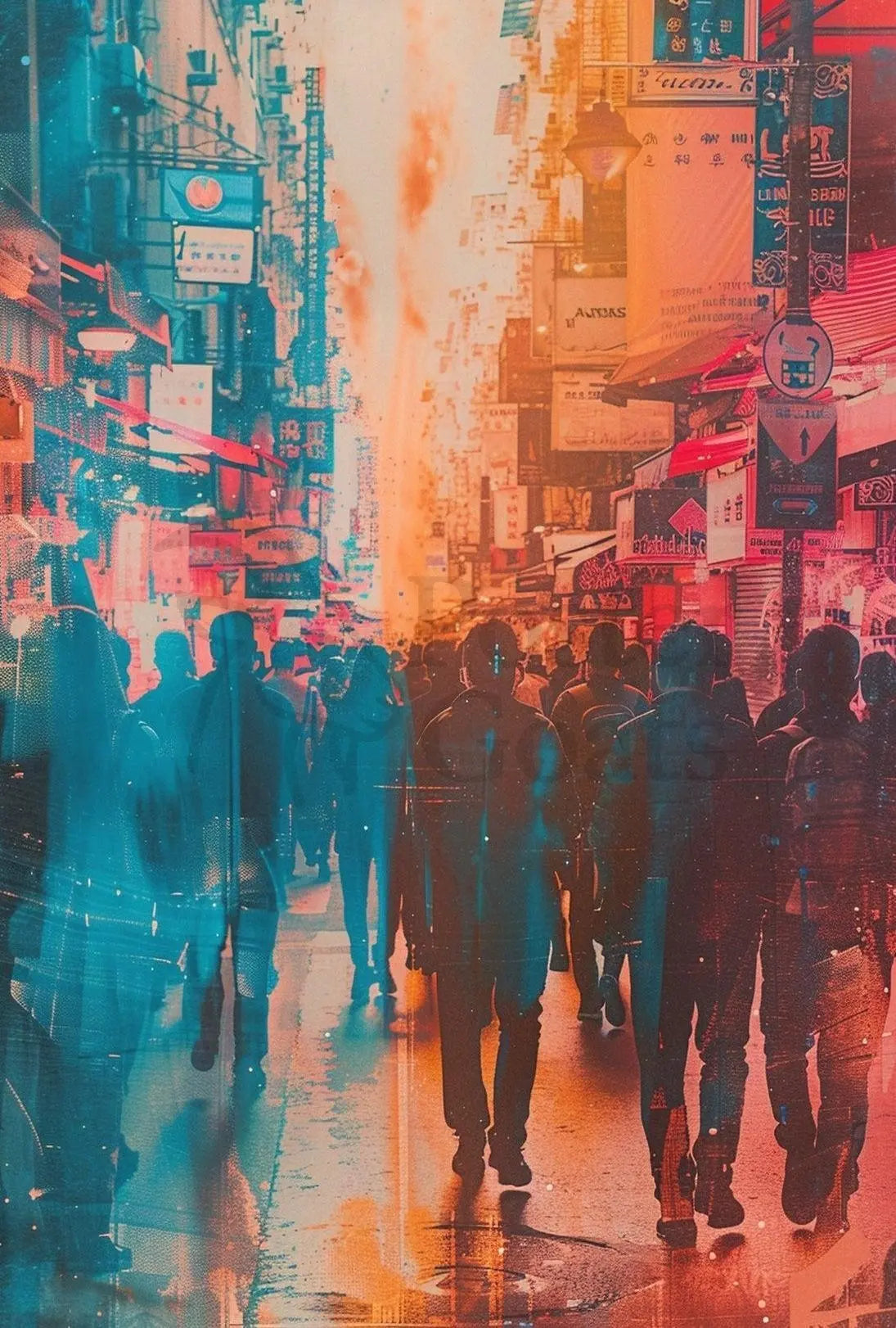 Urban Asian Cityscape Vibrance Art Print Abstract Artistic Poster PosterGoat