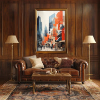 Urban Cityscape Art with Vibrant Abstract Elements Poster PosterGoat