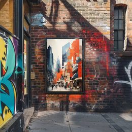 Urban Cityscape Art with Vibrant Abstract Elements Poster PosterGoat