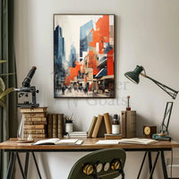 Urban Cityscape Art with Vibrant Abstract Elements Poster PosterGoat