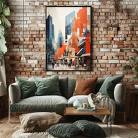 Urban Cityscape Art with Vibrant Abstract Elements Poster PosterGoat