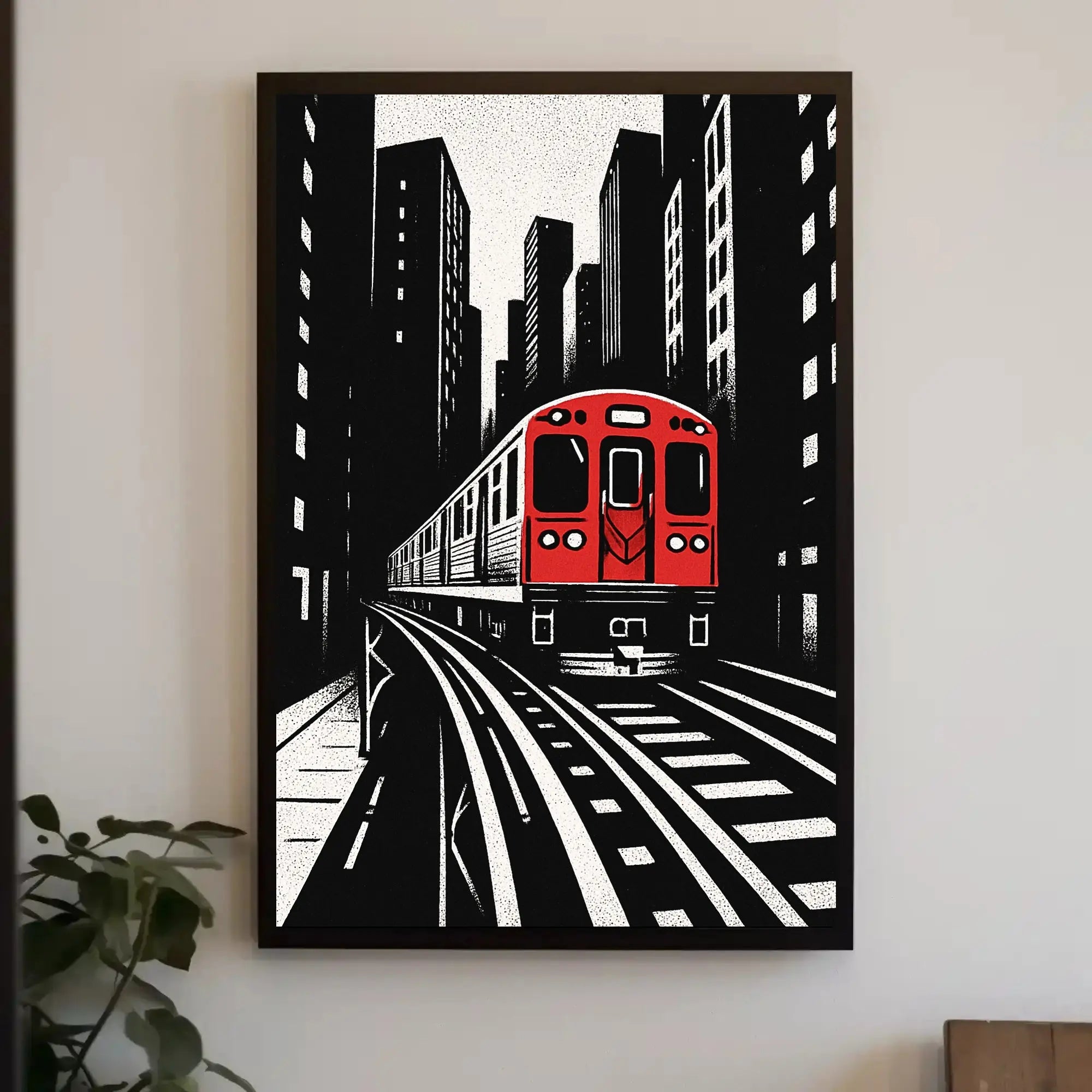 Urban Cityscape Train Journey Art Print - Abstract Poster PosterGoat