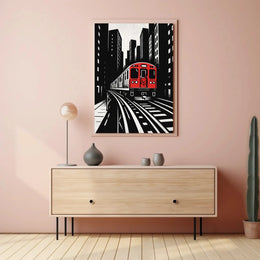 Urban Cityscape Train Journey Art Print - Abstract Poster PosterGoat
