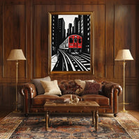Urban Cityscape Train Journey Art Print - Abstract Poster PosterGoat