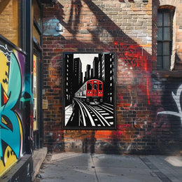 Urban Cityscape Train Journey Art Print - Abstract Poster PosterGoat