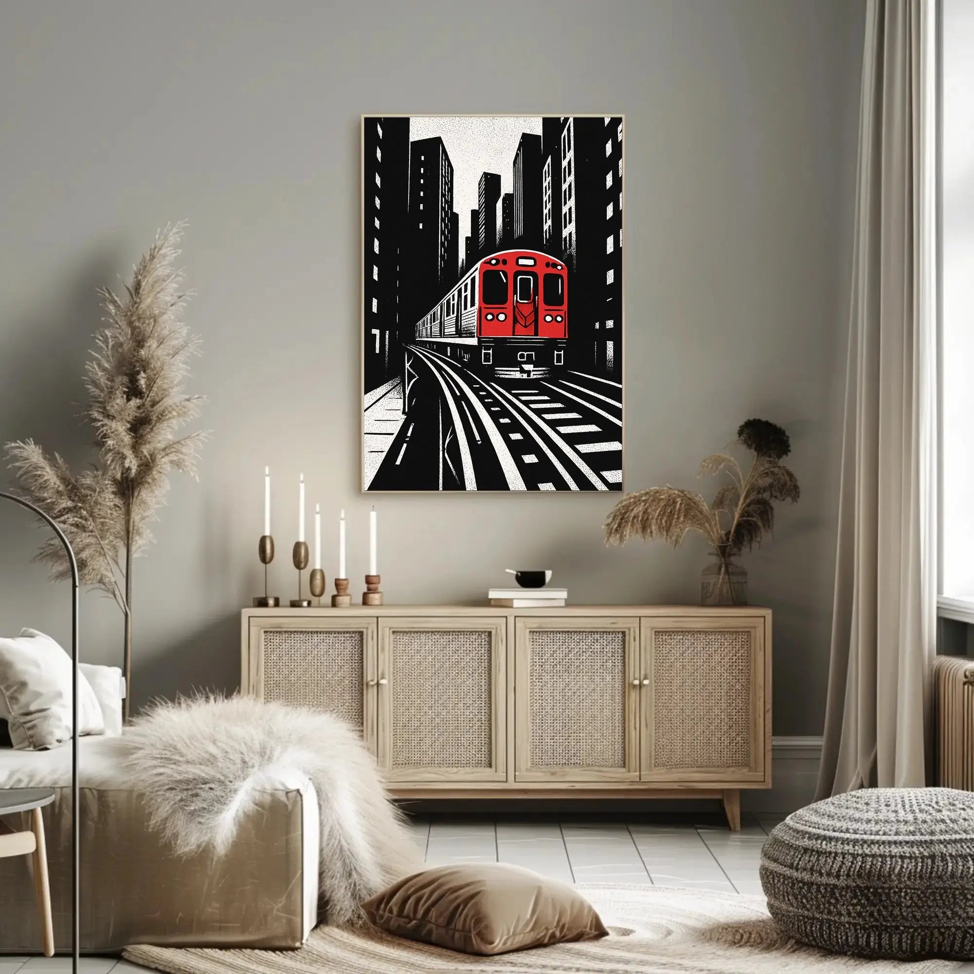 Urban Cityscape Train Journey Art Print - Abstract Poster PosterGoat