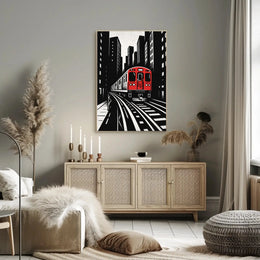Urban Cityscape Train Journey Art Print - Abstract Poster PosterGoat