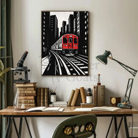Urban Cityscape Train Journey Art Print - Abstract Poster PosterGoat