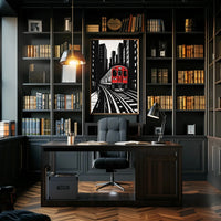 Urban Cityscape Train Journey Art Print - Abstract Poster PosterGoat