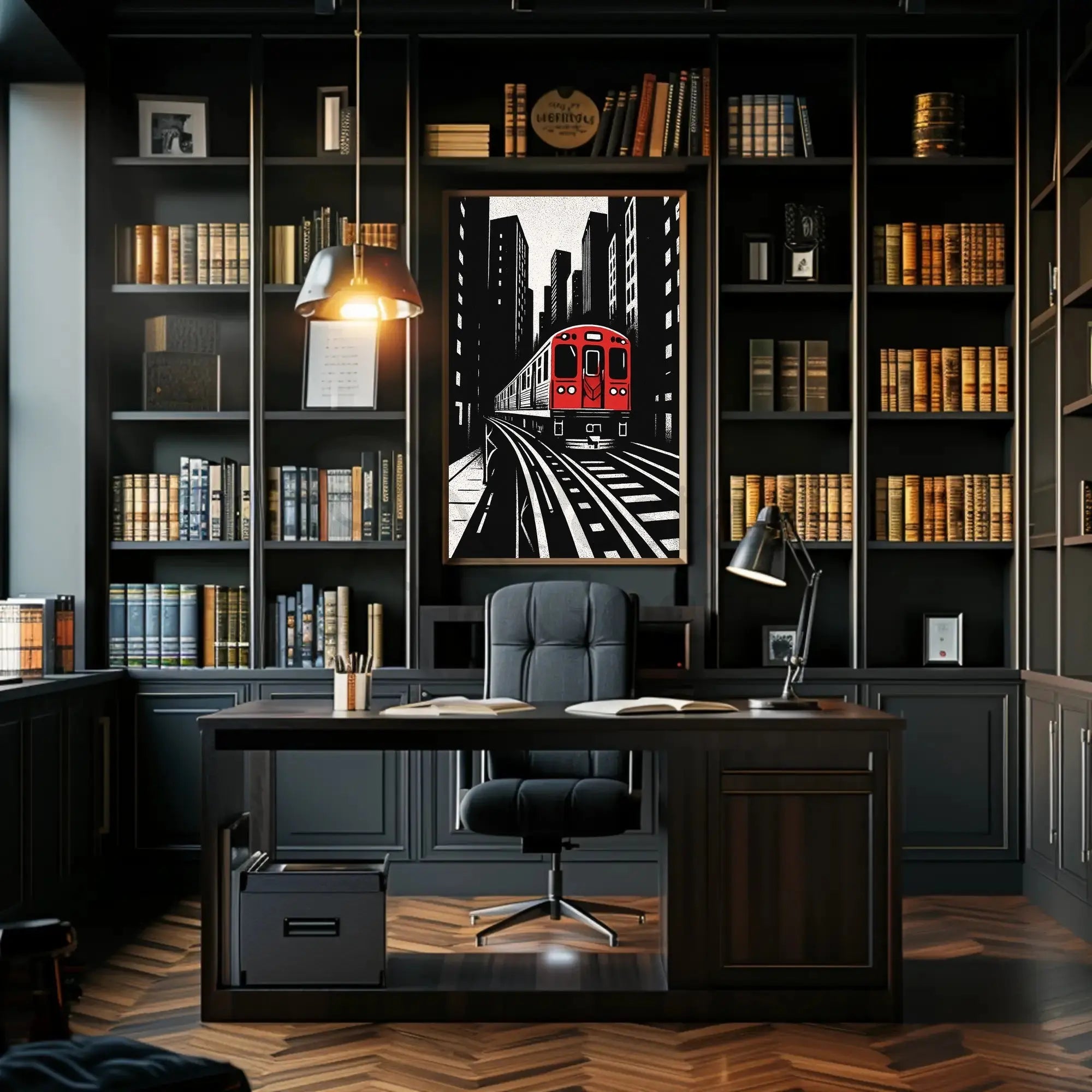 Urban Cityscape Train Journey Art Print - Abstract Poster PosterGoat