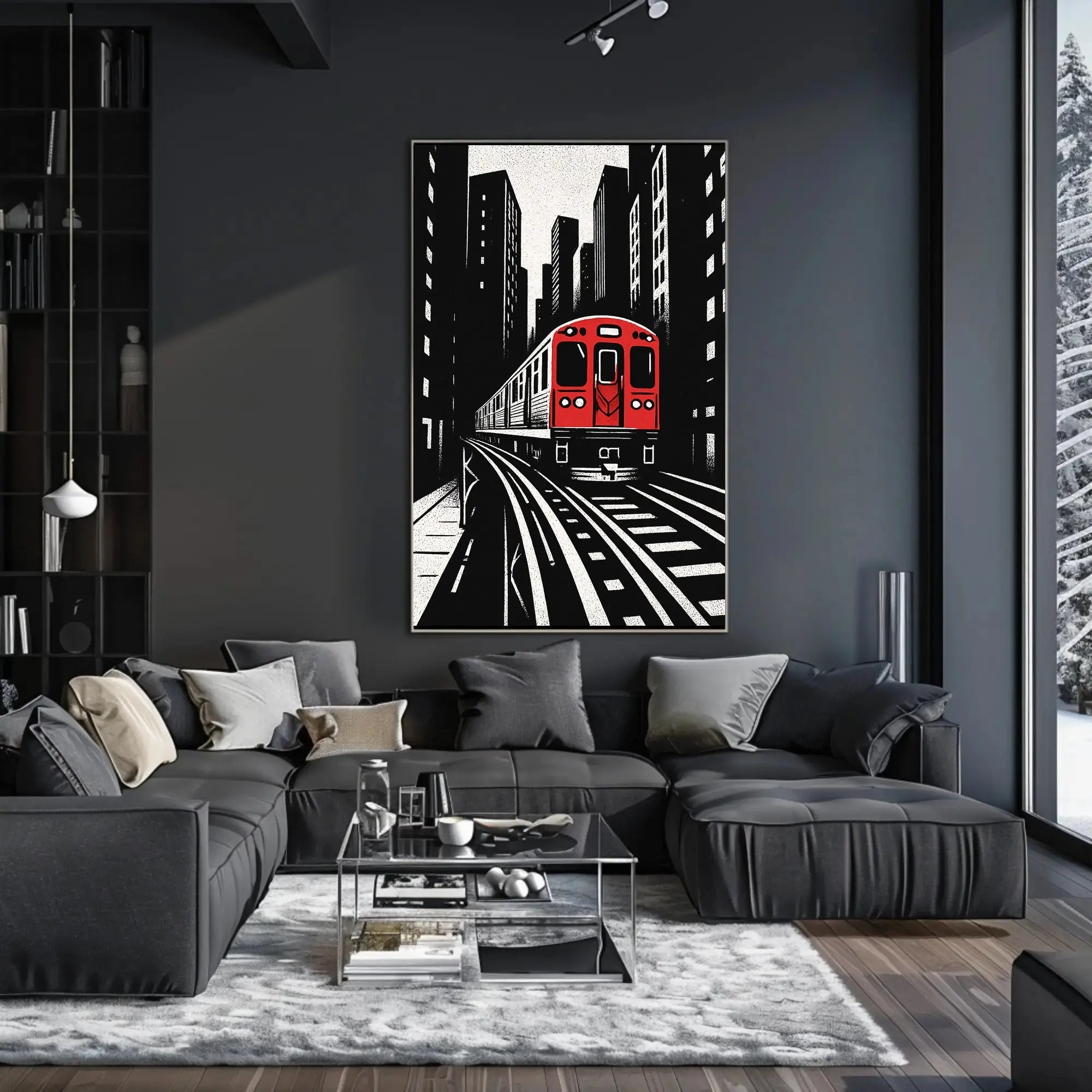 Urban Cityscape Train Journey Art Print - Abstract Poster PosterGoat