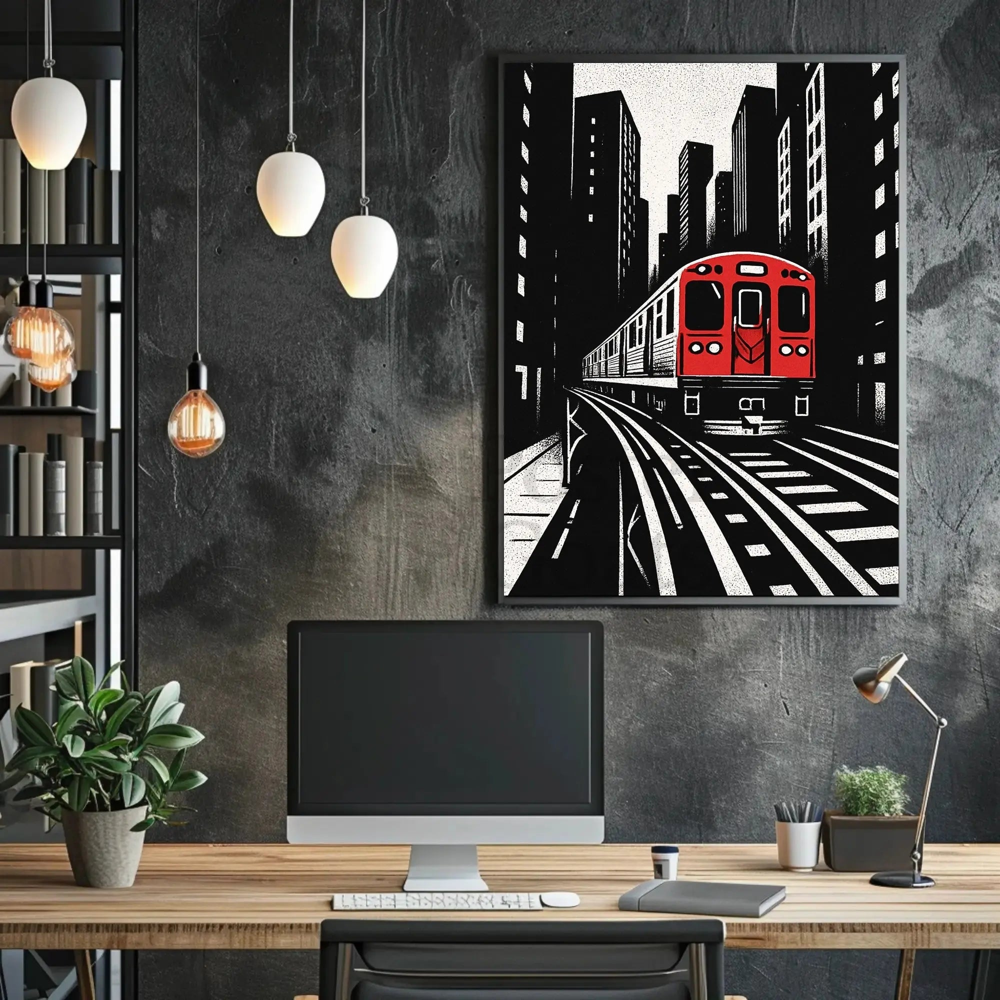 Urban Cityscape Train Journey Art Print - Abstract Poster PosterGoat