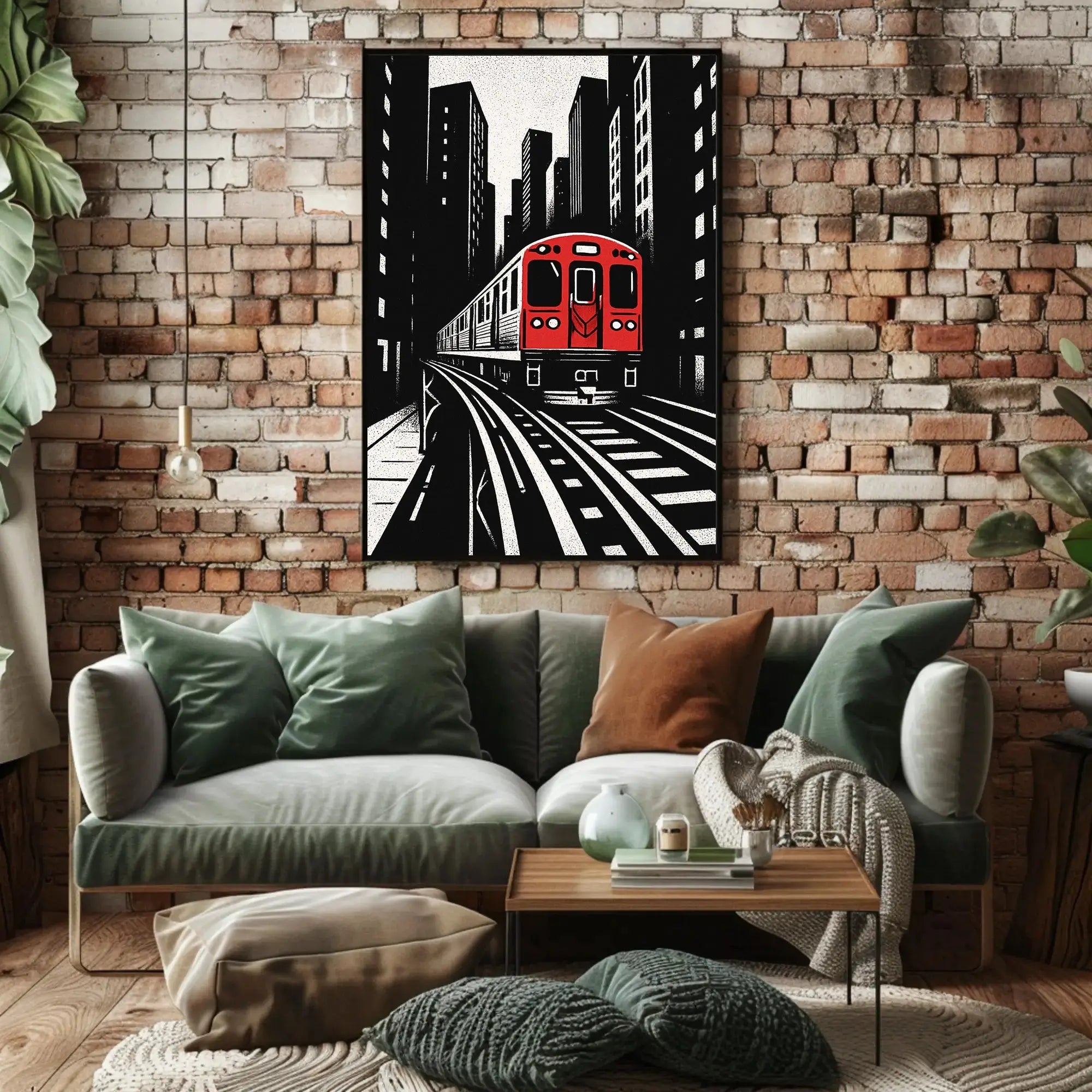 Urban Cityscape Train Journey Art Print - Abstract Poster PosterGoat