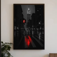 Urban Drama in Rainy Cityscape Artistic Poster PosterGoat