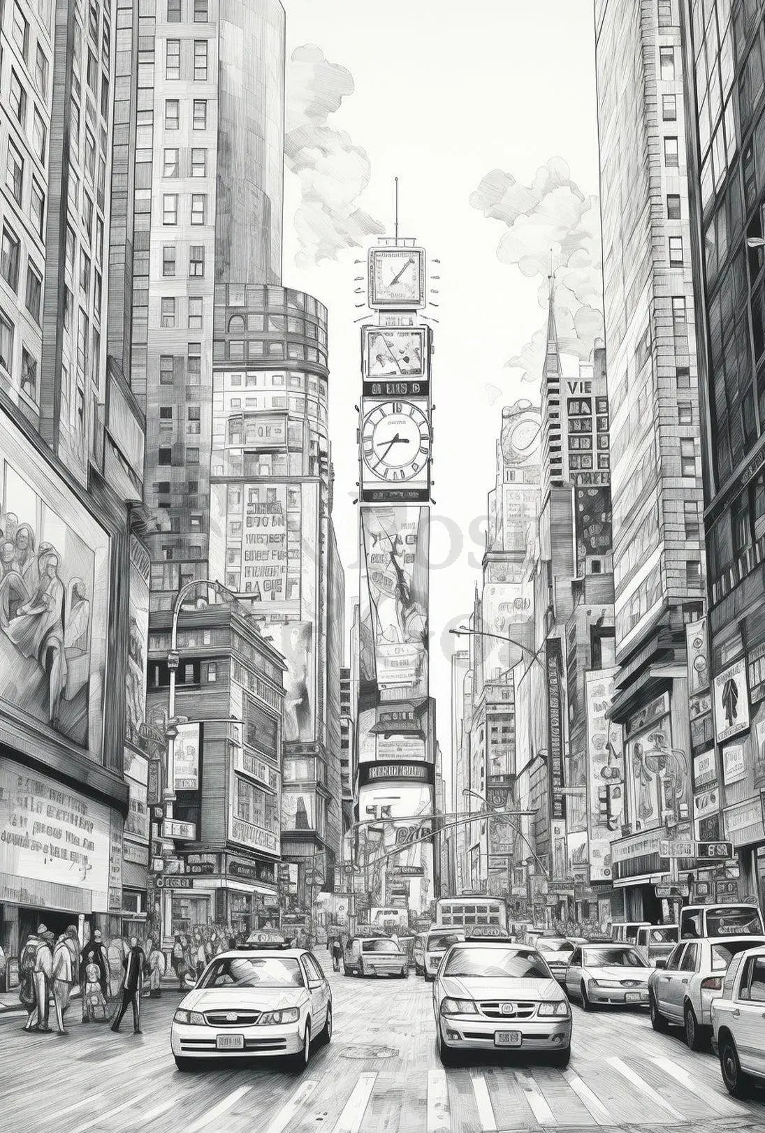 Urban Energy Black and White Sketch Travel Poster PosterGoat