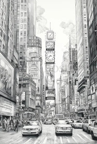 Urban Energy Black and White Sketch Travel Poster PosterGoat
