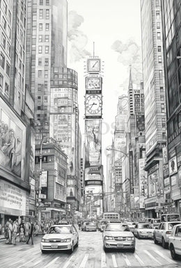 Urban Energy Black and White Sketch Travel Poster PosterGoat