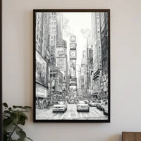 Urban Energy Black and White Sketch Travel Poster PosterGoat